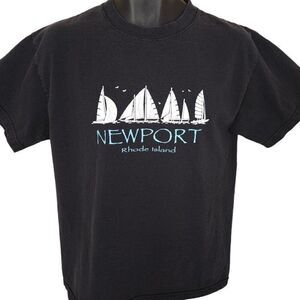 Vintage Newport Rhode Island T Shirt Mens Size Medium Black New England Travel